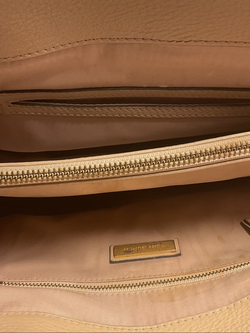 Tory Burch McGraw Pebbled Leather Tote Bag Satchel Taupe Devon Sand Crossbody - Picture 10 of 11